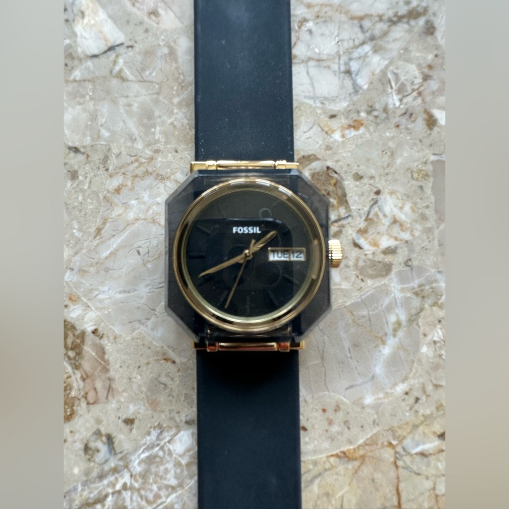 Fossil Rock Candy Black and Gold Slap Watch